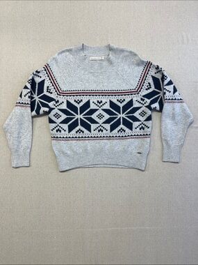 Abercrombie & Fitch Fair Isle Snowflake Knit Sweater XS Oversized